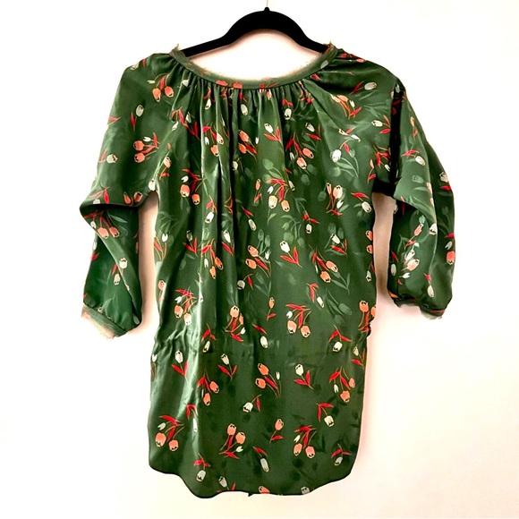 100% SILK REBECCA TAYLOR SILK FLORAL BLOUSE - Picture 10 of 12